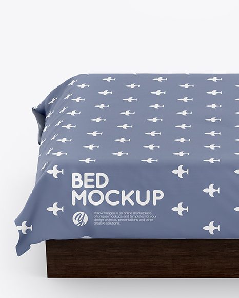 Bed with Cotton Linens Mockup PSD #7