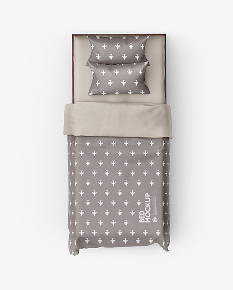 Bed with Silk Linens Mockup PSD #3