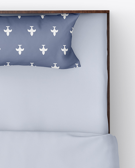 Bed with Cotton Linens Mockup PSD #6