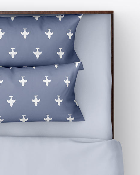 Bed with Cotton Linens Mockup PSD #6