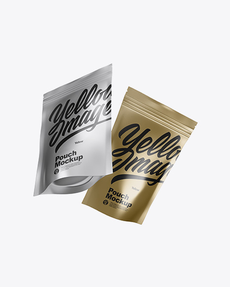 Download Two Metallic Pouches Mockup In Pouch Mockups On Yellow Images Object Mockups