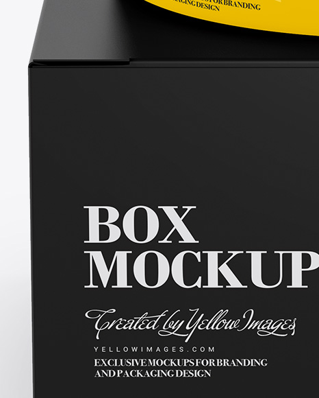 Glossy Jar w  Paper Box Mockup PSD #4