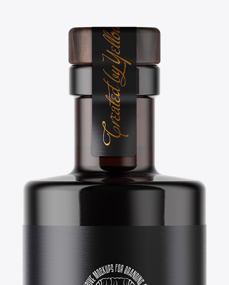 Amber Glass Bottle with Wooden Cap Mockup PSD #7