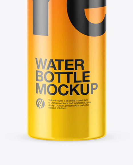 Glossy Sport Bottle Mockup on Yellow Images Object Mockups