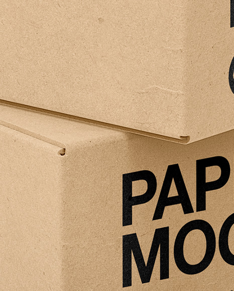 Two Kraft Boxes Mockup PSD #1