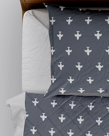 Wooden Double Bed Mockup PSD #5