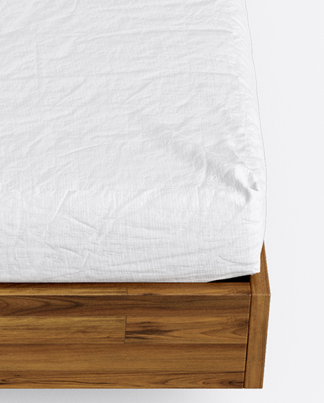 Wooden Double Bed Mockup PSD #7