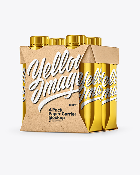 Metallic 4 Pack Paper Carrier Mockup PSD #2