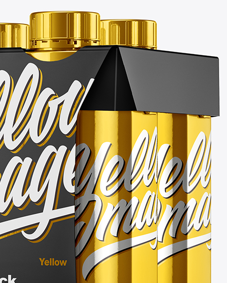 Metallic 4 Pack Paper Carrier Mockup PSD #1