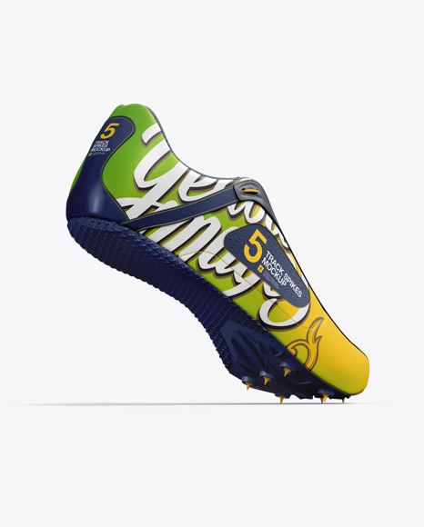 Download Track Spikes Mockup Halfside Back View In Apparel Mockups On Yellow Images Object Mockups