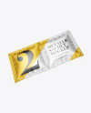 Double Matte Metallic Sachet Mockup - Halfside View on Yellow Images