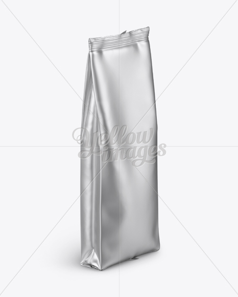 Download Metallic Coffee Vacuum Bag Mockup Halfside View In Flow Pack Mockups On Yellow Images Object Mockups