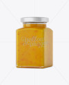 Creamed Honey w/ Dried Apricots Glass Jar Mockup - Halfside View on