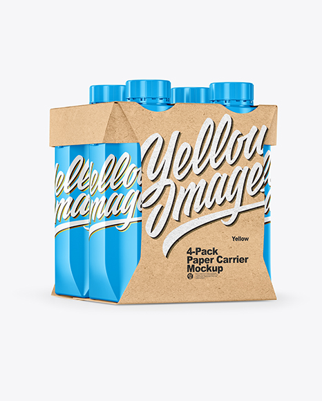 Glossy 4 Pack Paper Carrier Mockup PSD #2