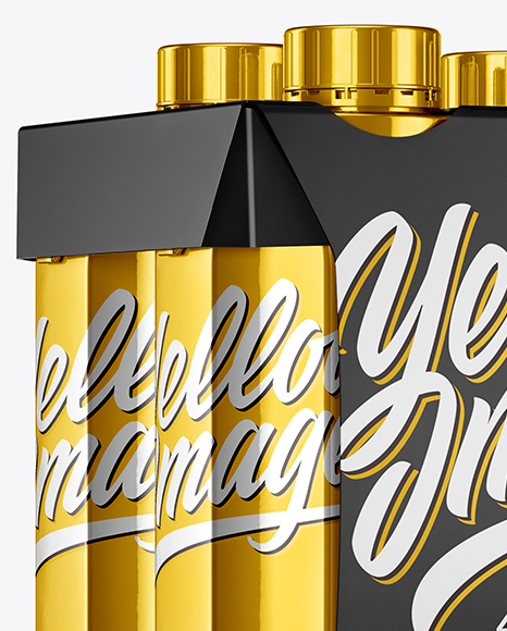 Metallic 4 Pack Paper Carrier Mockup PSD #1