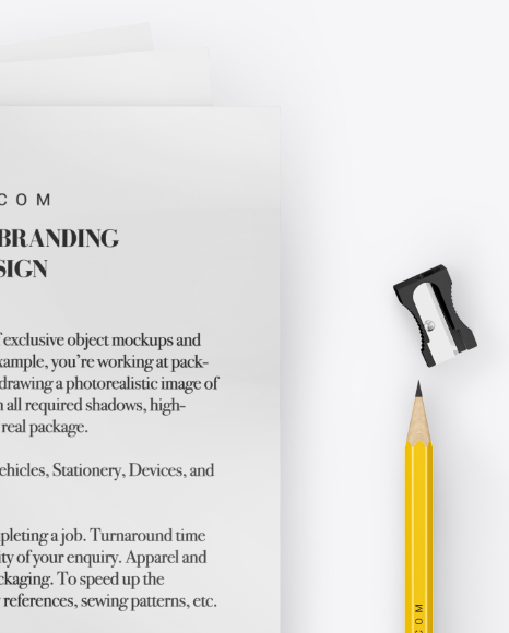A4 Paper Sheets With Pencil Mockup PSD #1