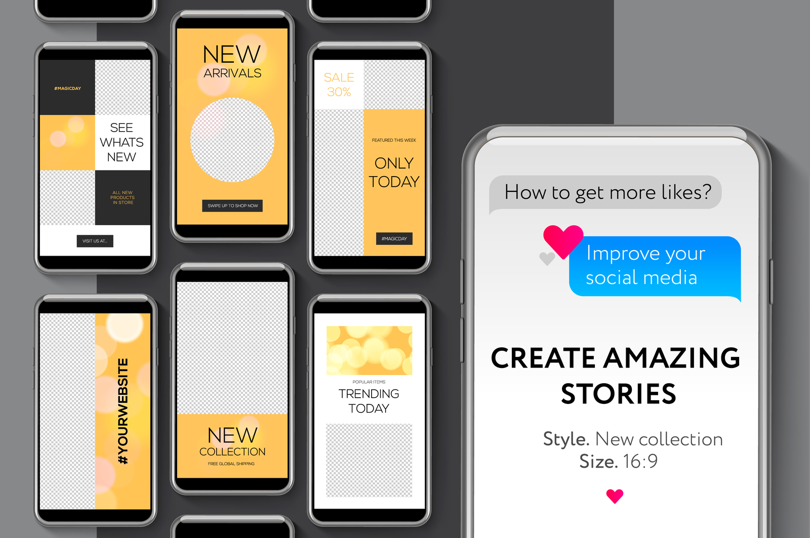 Download Template Instagram Stories Mockup Yellow Images