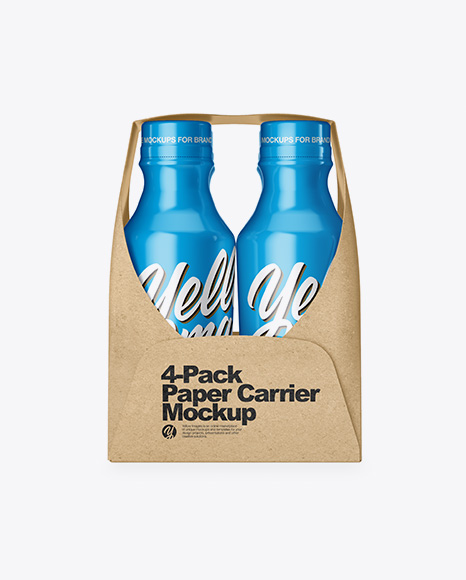 Glossy 4 Pack Paper Carrier Mockup PSD #2