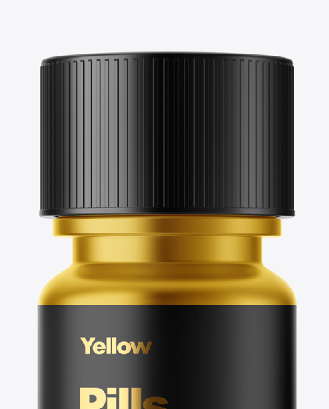 Metallized Pills Bottle Mockup on Yellow Images Object Mockups