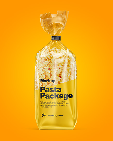 Fusilli Pasta Package Mockup In Bag Sack Mockups On Yellow Images Object Mockups