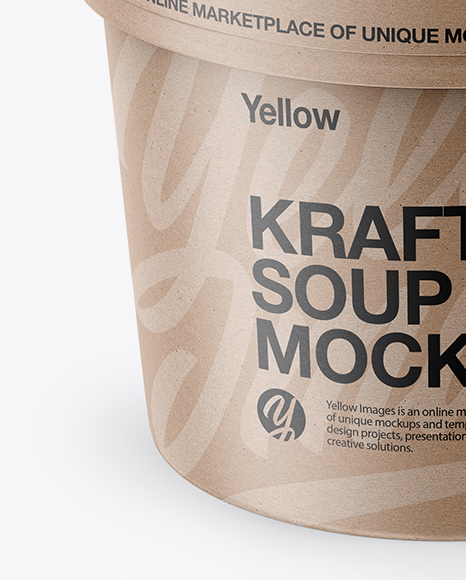 Download Kraft Paper Soup Cup Mockup In Cup Bowl Mockups On Yellow Images Object Mockups PSD Mockup Templates