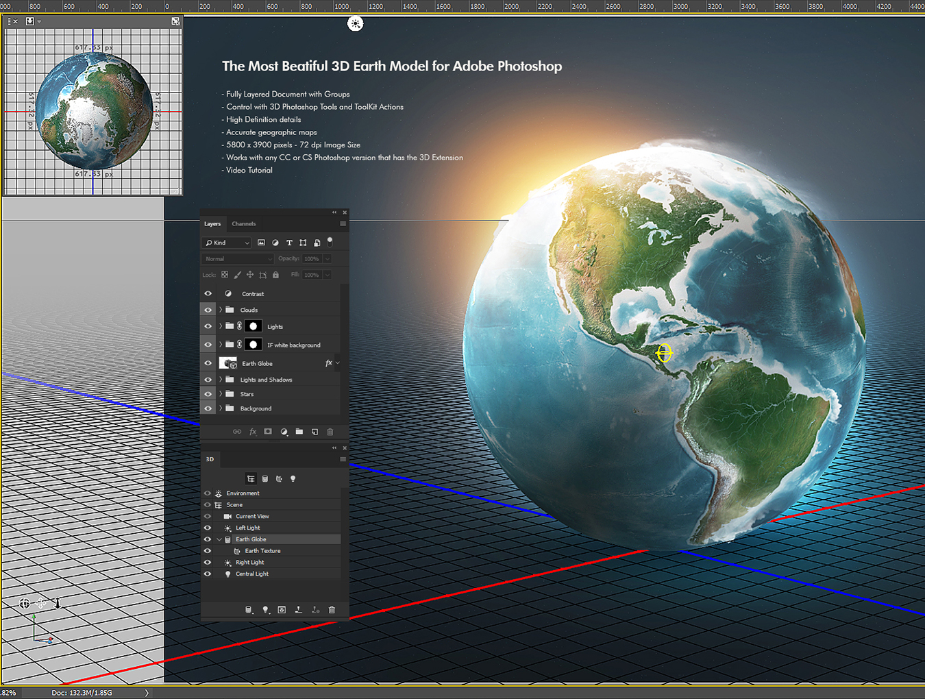Photoshop 3d World In 3d Models On Yellow Images Creative Store