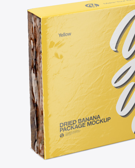 Dried Banana Package Mockup on Yellow Images Object Mockups