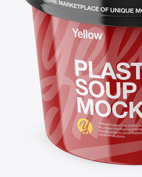 Download Plastic Soup Cup Front View High Angle Shot In Cup Bowl Mockups On Yellow Images Object Mockups Yellowimages Mockups