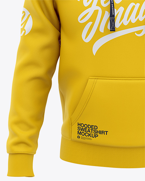 Download Men S Pullover Hoodie Front View Of Hooded Sweatshirt In Apparel Mockups On Yellow Images Object Mockups PSD Mockup Templates