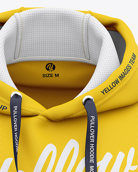 Download Men S Pullover Hoodie Front View Of Hooded Sweatshirt In Apparel Mockups On Yellow Images Object Mockups PSD Mockup Templates