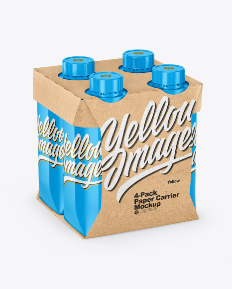 Glossy 4 Pack Paper Carrier Mockup PSD #2