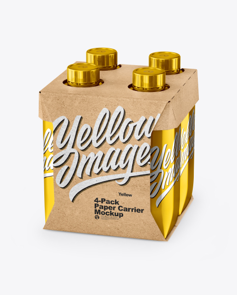 Metallic 4-Pack Paper Carrier Mockup