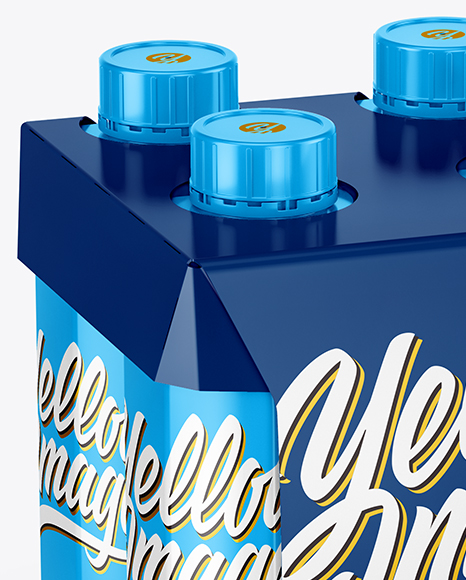 Glossy 4 Pack Paper Carrier Mockup PSD #1