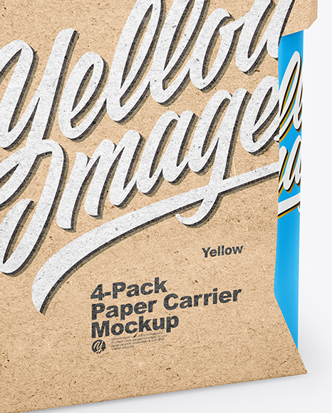 Download Glossy 4 Pack Paper Carrier Mockup In Packaging Mockups On Yellow Images Object Mockups PSD Mockup Templates