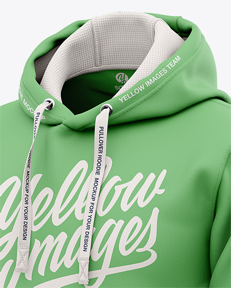 Men S Pullover Hoodie Front Half Side View Of Hooded Sweatshirt In Apparel Mockups On Yellow Images Object Mockups