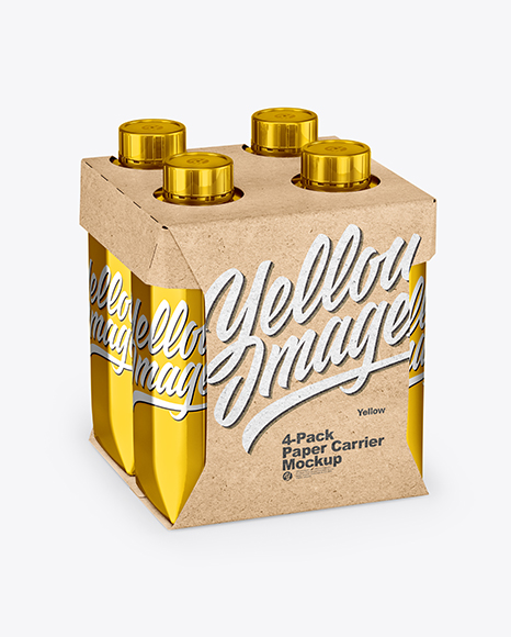 Metallic 4 Pack Paper Carrier Mockup PSD #2