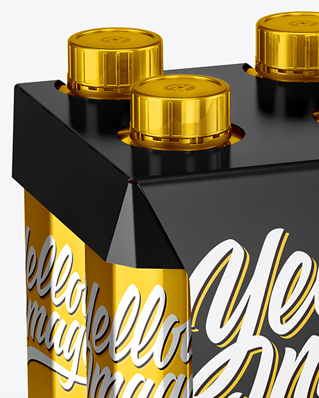 Metallic 4 Pack Paper Carrier Mockup PSD #1