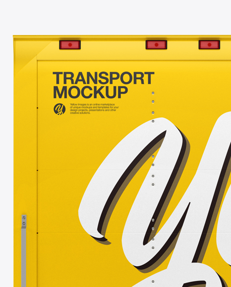 Download Box Truck Mockup Back View In Vehicle Mockups On Yellow Images Object Mockups PSD Mockup Templates