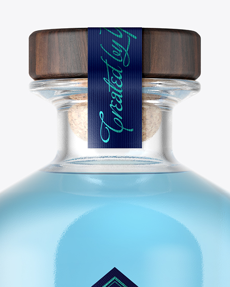 Gin Bottle with Wooden Cap Mockup