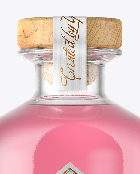 Gin Bottle with Wooden Cap Mockup