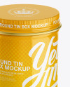 Download Glossy Round Tin Box Mockup - High-Angle Shot in Can Mockups on Yellow Images Object Mockups