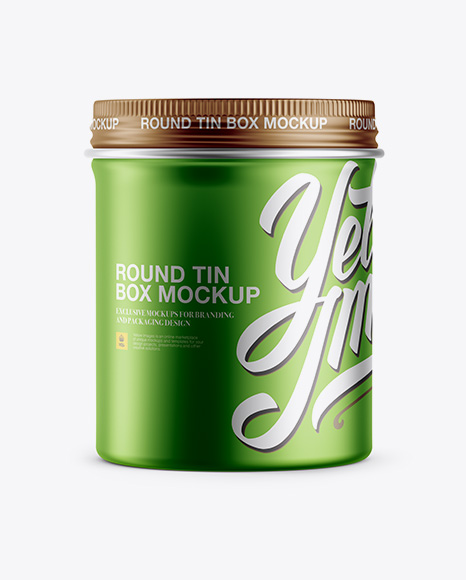 Download Metallic Round Box Mockup - Front View in Can Mockups on ...