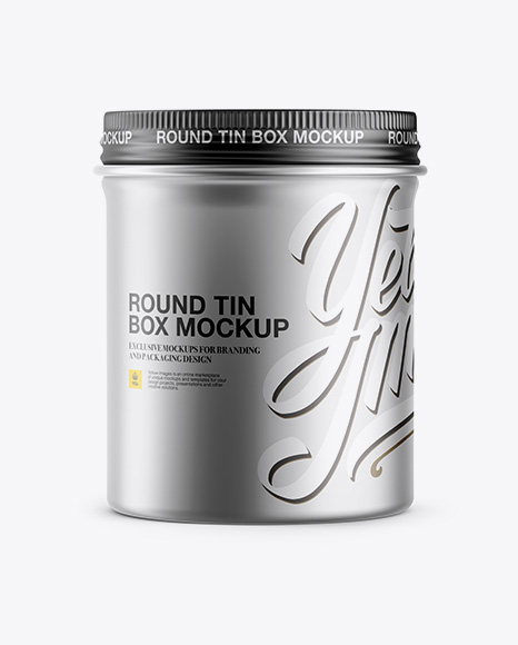 Download Metallic Round Box Mockup - Front View in Can Mockups on ...