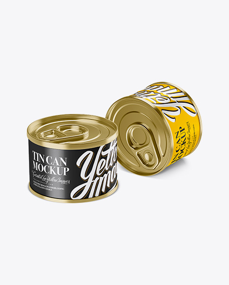 Download Two Tin Cans Pull Tab Psd Mockup Yellow Images