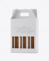 White Paper 3 Pack Beer Bottle Carrier Mockup - Halfside View in Bottle