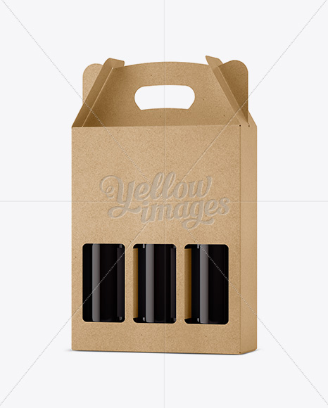 Download Kraft Paper 3 Pack Beer Bottle Carrier Mockup Halfside View High Angle Shot In Bottle Mockups On Yellow Images Object Mockups PSD Mockup Templates