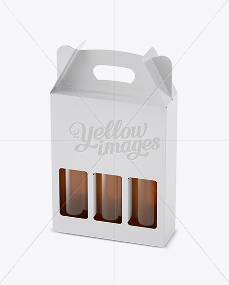 White Paper 3 Pack Beer Bottle Carrier Mockup Halfside View In Bottle Mockups On Yellow Images Object Mockups