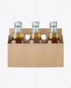 Kraft Paper 6 Pack Beer Bottle Carrier Mockup - Front View on Yellow