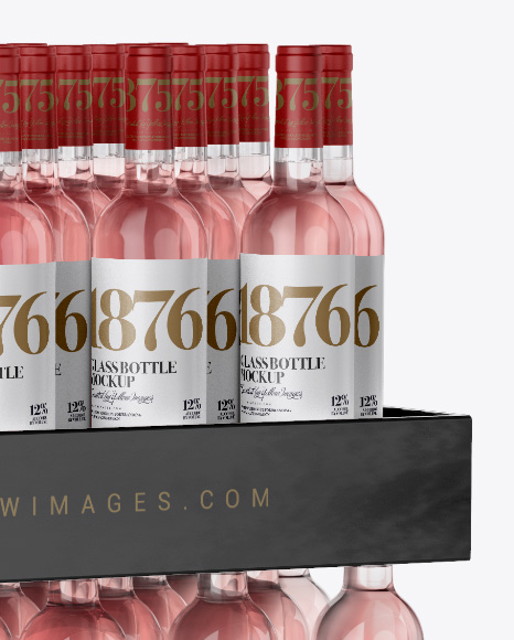 Stand With Rose Wine Bottles Mockup In Bottle Mockups On Yellow Images Object Mockups