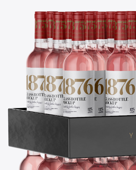 Download Stand With Rose Wine Bottles Mockup In Bottle Mockups On Yellow Images Object Mockups